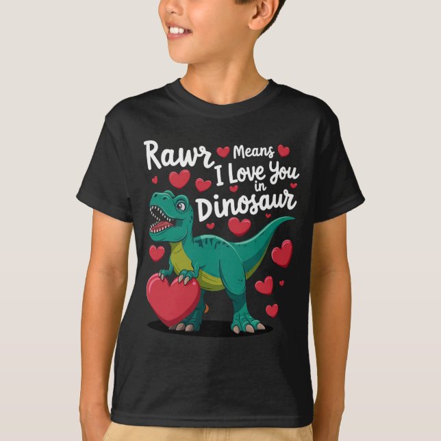 Camiseta Rawr Significa Que Eu Te Amo Em Dinossauro T Rex D (Frente)