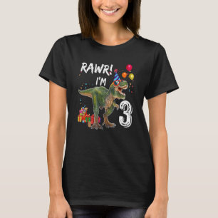 Camiseta Rawr, sou 3 aniversário de 3 anos Rex Dinossaur Pa