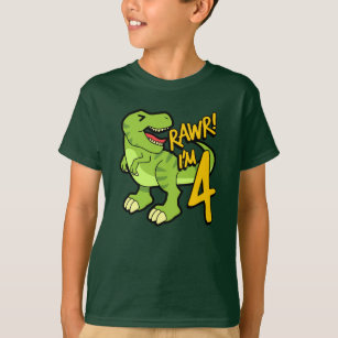 Camiseta Rawr, sou o 4.º aniversário do Dinossauro