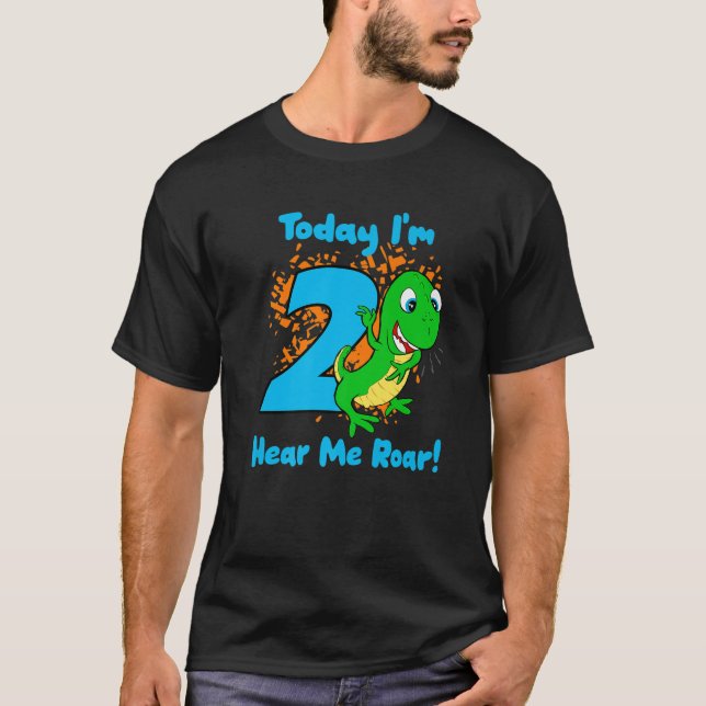 Camiseta Rawr, sou o segundo Dino T-Rex, dois anos, Bi (Frente)