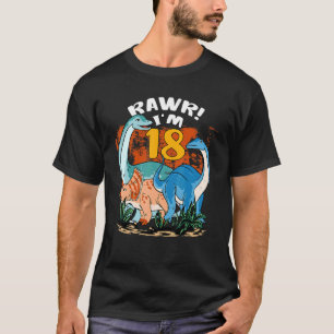 Camiseta Rawr, tenho 18 anos, 18 anos, garoto Rex Dinosa