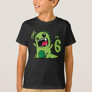 Camiseta Rawr, tenho 6 anos, 6 de aniversário engraçado C