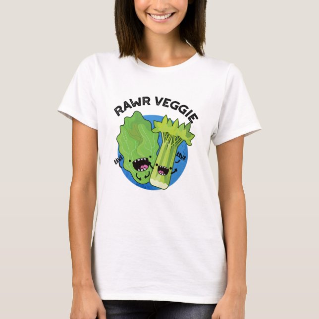 Camiseta Rawr Veggie Funny Comida Pun (Frente)