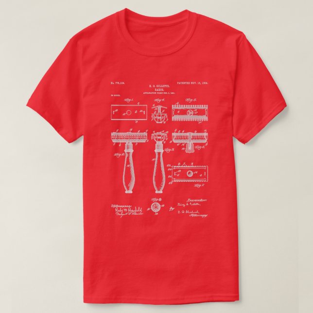 Camiseta Razor Patent Barber Art Blueprint (Frente do Design)