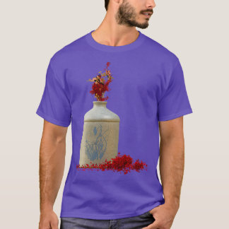 Camiseta RB Products w Stoneware Jug Red Leaves blue art sy