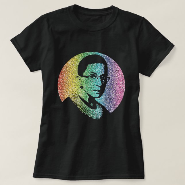 Camiseta RBG notório: Arco-íris do brilho de Ruth Bader (Frente do Design)