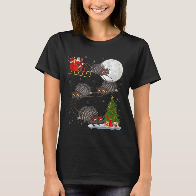 Camiseta Rcune Santa Sleigh Flying Funny Magical Christmas  (Frente)