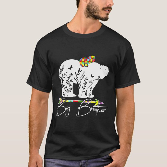 Camiseta Rd Grande Irmão Autismo Consciência Irmão Urso Org (Frente)