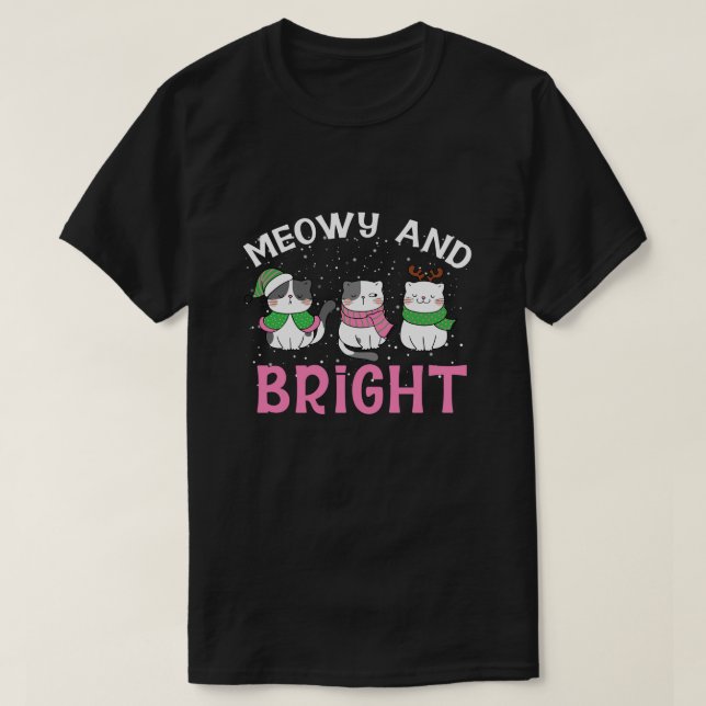 Camiseta RD Meowy E Bright Natal Gato Feliz Natal  (Frente do Design)
