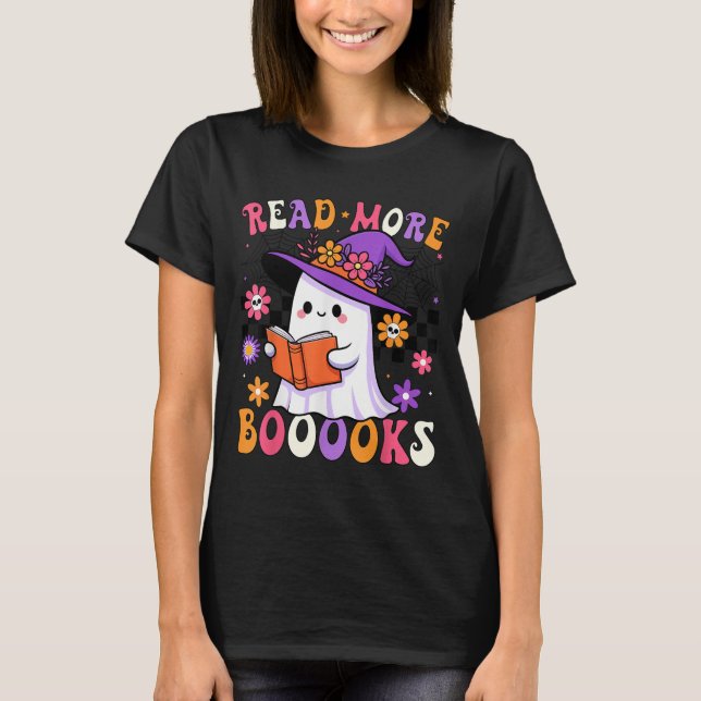Camiseta Read More Books Ghost Reading Book Funny Teacher H (Frente)