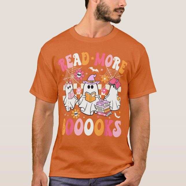 Camiseta Read More Books Ghosts Reading Book Funnyeacher Ha (Frente)