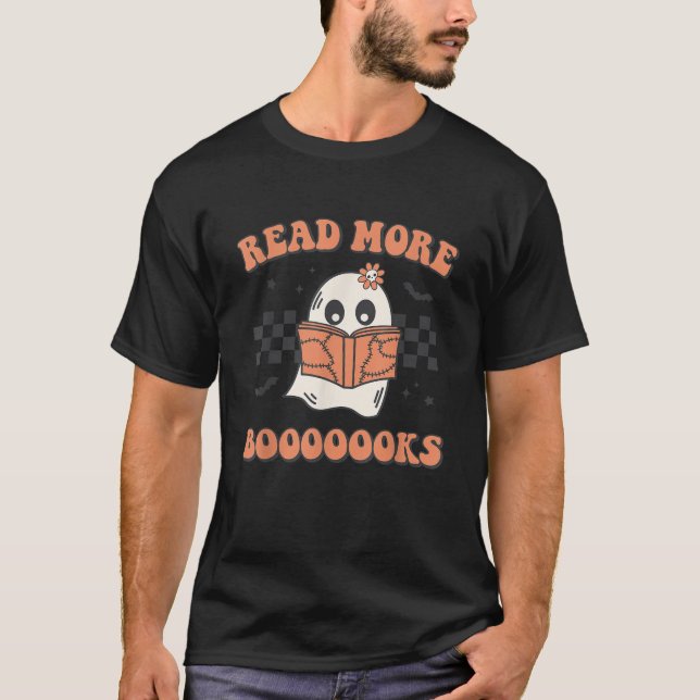 Camiseta Read More Booooooks Bookish Spooky Teacher Retro H (Frente)