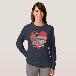 Camiseta Reading is My Cardio Red Heart Raccoon