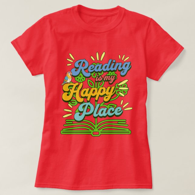 Camiseta Reading is My Happy Place Colorful (Frente do Design)