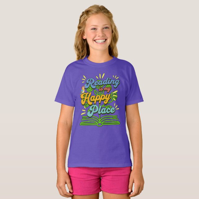 Camiseta Reading is My Happy Place Colorful Tee (Frente Completa)