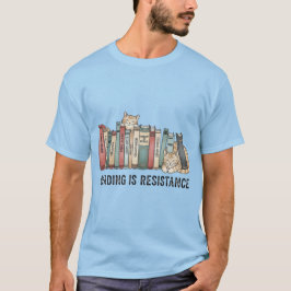 Camiseta Reading Is Resistance Cat & Books –T-Shirt
