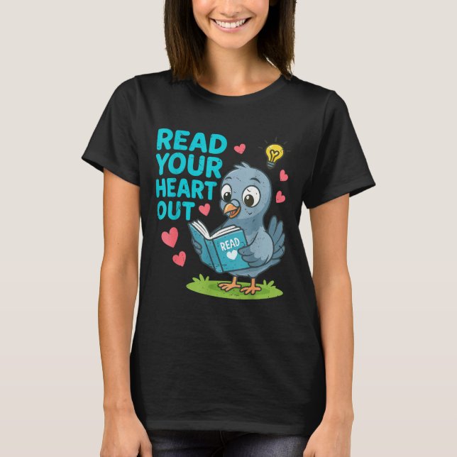 Camiseta Reading Teacher Valentine Day Read Your Heart Out  (Frente)