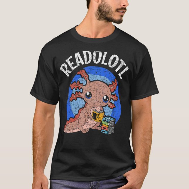 Camiseta Readolott Salamander Leitura Books Bookworm Axolo (Frente)