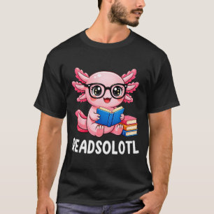 Camiseta Readsolotl fofo kawaii axolotl engraçado lendo liv