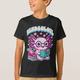 Camiseta Readsolotl kawaii axolotl engraçado livro leitura
