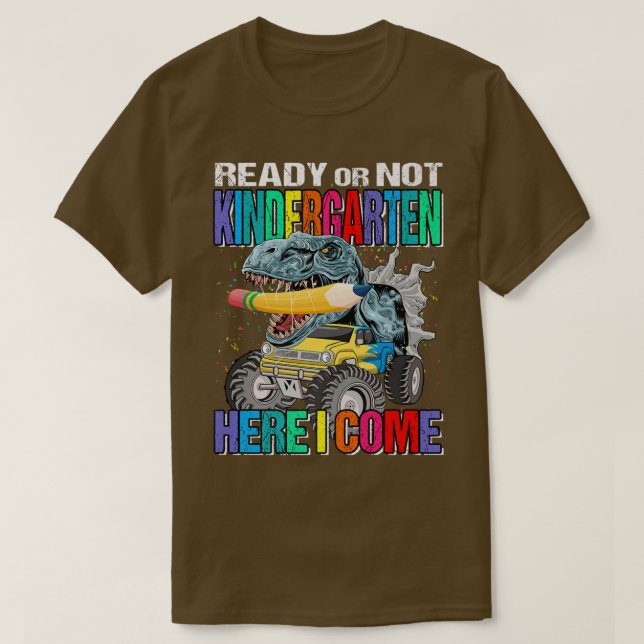 Camiseta Ready Or Not Kindergarten Here I Come Monster Truc (Frente do Design)