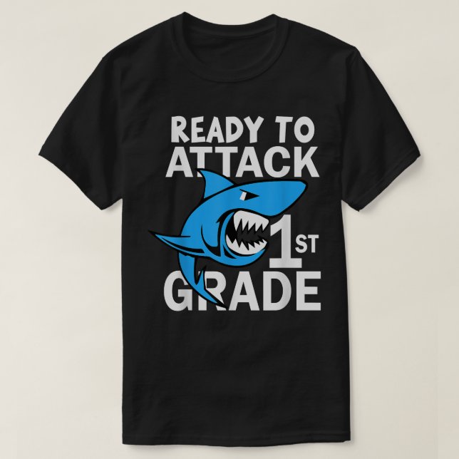 Camiseta Ready To Attack 1st Grade Boys Girl First Day of S (Frente do Design)