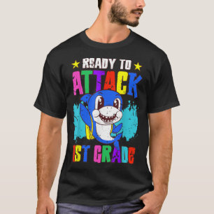 Camiseta Ready To Attack 1st Grade Kids Boys Back to School
