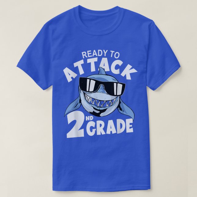 Camiseta Ready to Attack 2nd Grade SharkFirst Day Back To S (Frente do Design)