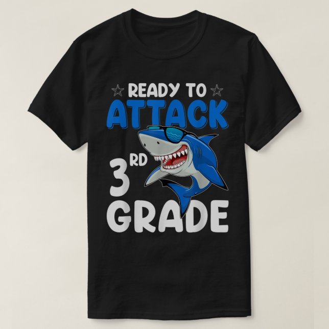 Camiseta Ready To Attack 3rd Grade Shark Third Grade Teache (Frente do Design)