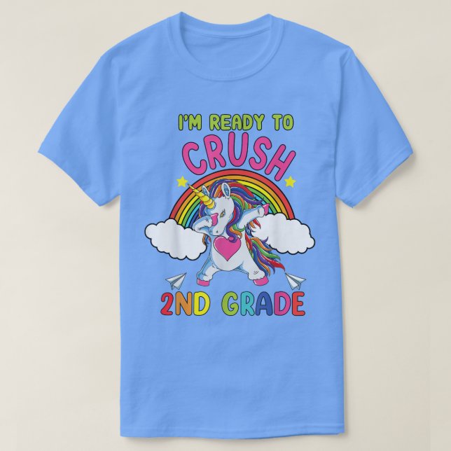 Camiseta Ready To Crush 2nd Grade Dabbing Unicorn Back To S (Frente do Design)
