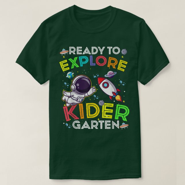 Camiseta Ready to Explore kindergarten Cute Astronaut Kids  (Frente do Design)