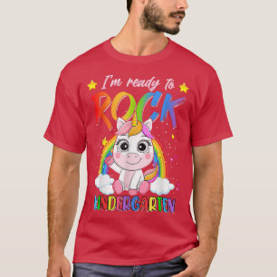 Camiseta Ready To Rock Kindergarten Rainbow Unicorn Back To