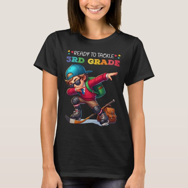 Camiseta Ready To Tackle 3rd Grade First Day Of School Ice  (Frente)