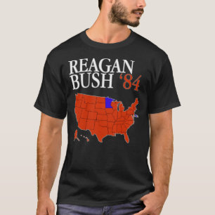 Camiseta Reagan Bush &x27;84 Logotipo Retro Vermelho Blue -