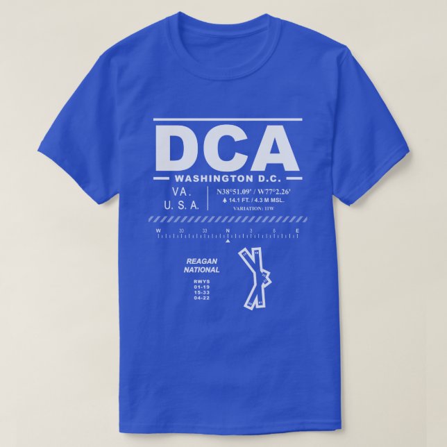 Camiseta Reagan National Airport DCA (Frente do Design)