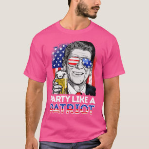 Camiseta Reagan Ronald Party Like A Patriot 4 de julho Men