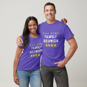 Camiseta Reagrupamento familiar personalizado, roxo, branco