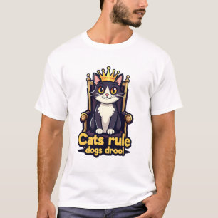Camiseta Real de Trono Gato - Regra de Gatos, Cães