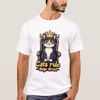 Camiseta Real de Trono Gato - Regra de Gatos, Cães