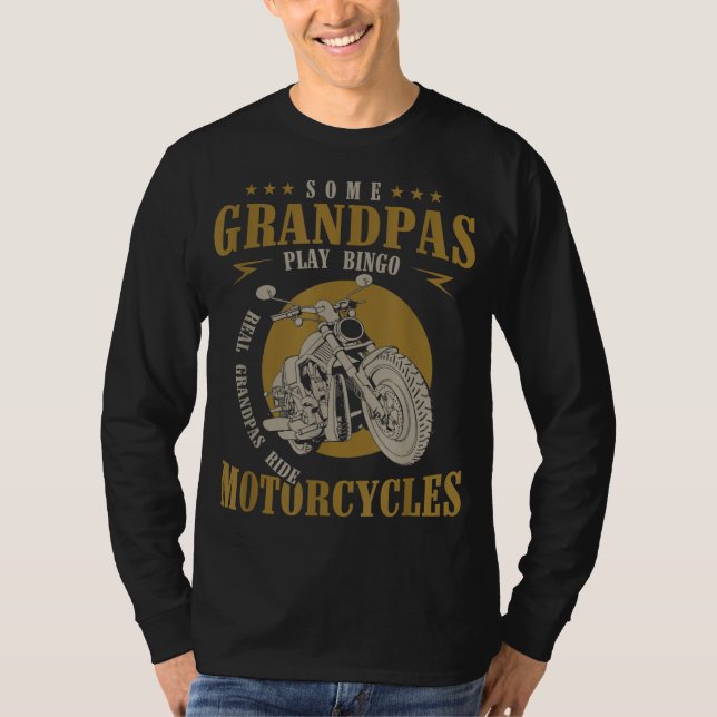 Camiseta Real Grandpas Andam Motocicletas Engraçado Avô Pre (Frente)