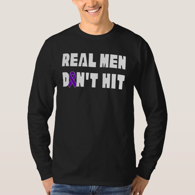 Camiseta Real Men Don't Hit Domestic Violence Awareness Rib (Frente)