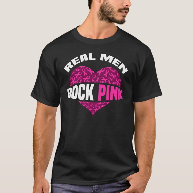 Camiseta Real Men Rock Pink Break Brey Cancer Sensibilizaçã (Frente)