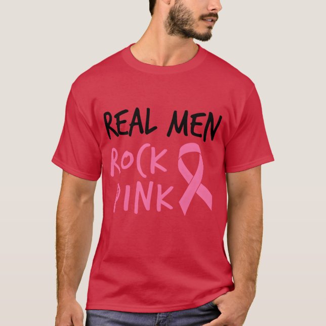 Camiseta Real Men Rock Pink Fighting Breast Cancer (Frente)