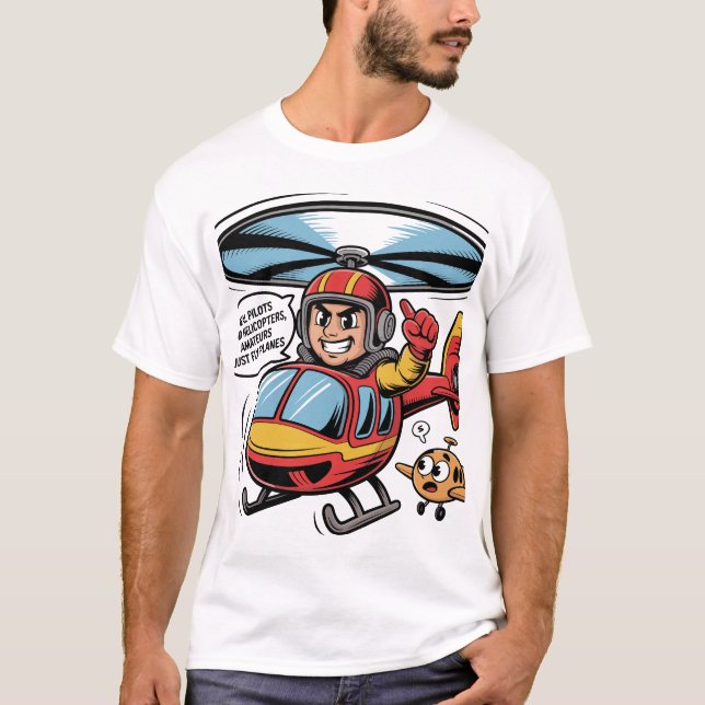 Camiseta Real Pilots Land Helicopters – Comic Helicopter (Frente)