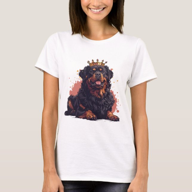 Camiseta Real Rottweiler - Coroa Rainha do Cachorro (Frente)