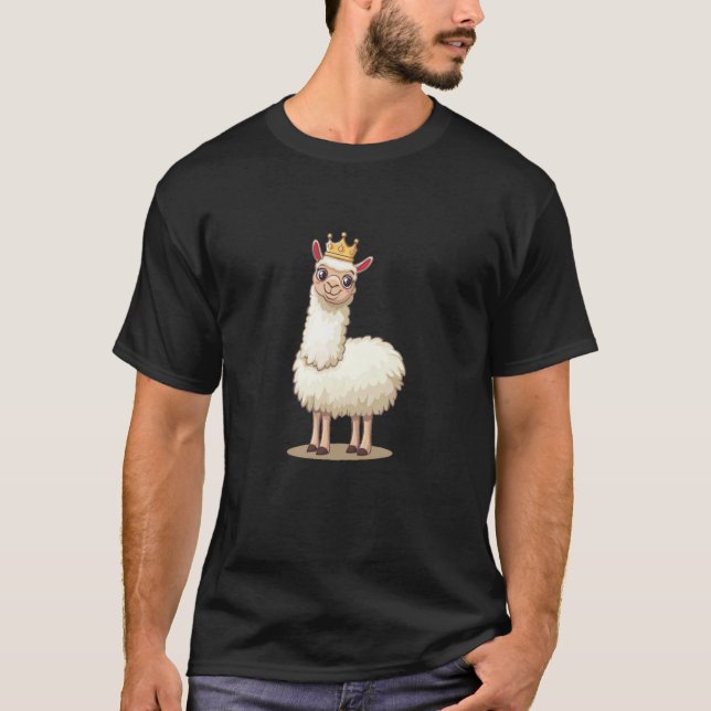 Camiseta Realeza Encontra Comédia com Llama Coroada no Rein (Frente)