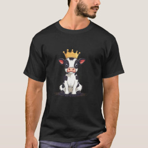 Camiseta Realeza Moo-rífica Design Gráfico de Vaca Engraçad