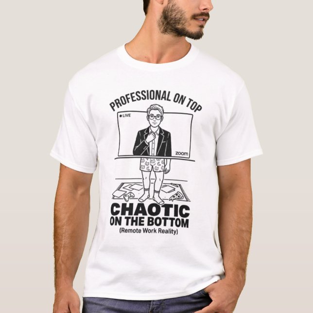 Camiseta Realidade Divertida do Trabalho Remoto (Frente)