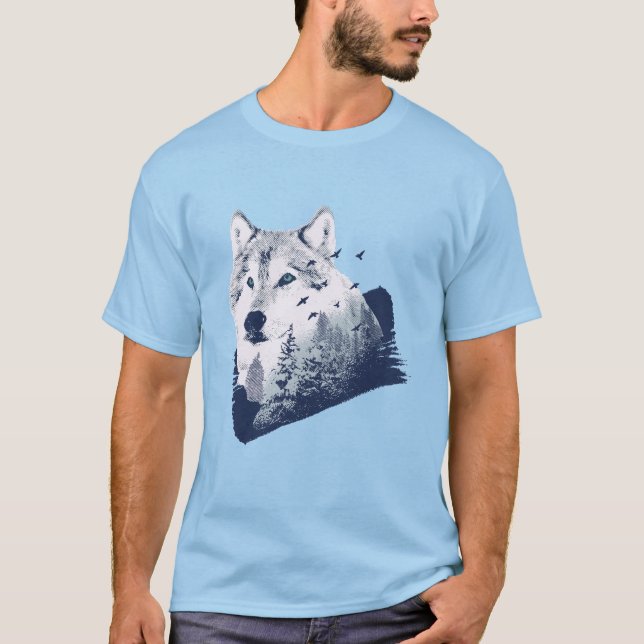 Camiseta Realista da Floresta do Lobo (Frente)