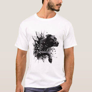 Camiseta Realista de Design de Luxo 3D Black Dog